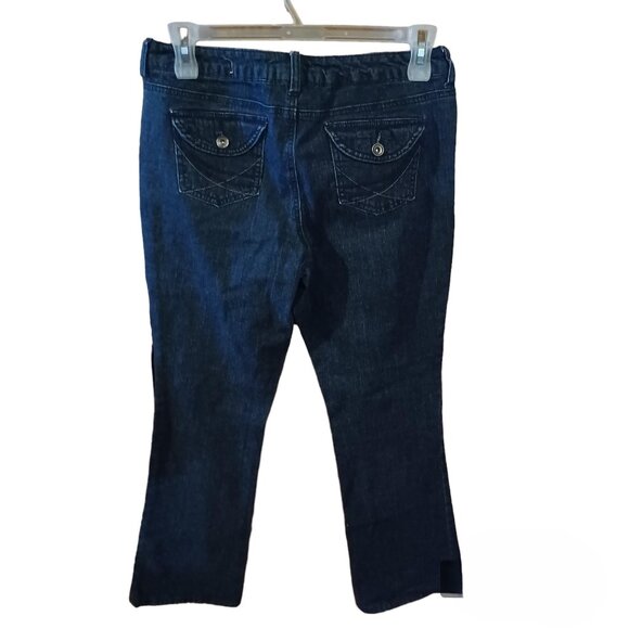 St. John's Bay Petite Dark Blue Denim Jeans Bootcut Size 12P Average - Picture 2 of 6